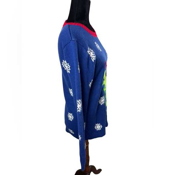 Joyland Blue Christmas Sweater Santa Riding Dinosaur Ugly Christmas Swea… - Picture 4 of 8